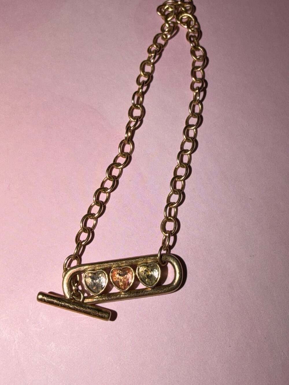 Alex and Ani Heart Crystal Toggle Necklace Gold Tone